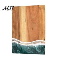 Stylish Kitchen Cutting Board Personalized with Ocean Resin Custom Charcuterie Engraved, Decorative Wood Wedding Gift, Unique for & Housewarming