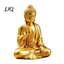 Handcrafted Buddha Statue 3D Printed Golden Statue, Sitting Shakyamuni Figurine, Sculpture Auspicious Zen Crafts with Serene Expression for A