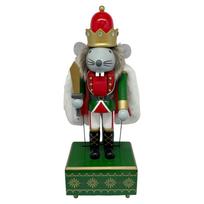 30cm Mice Nutcracker King Musical Box Desk Ornament for Living Room Hand Painted Versatile Christmas