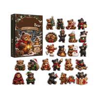 Brown Bear Advent Countdown Calendar with 2D Hanging Ornaments for Christmas One Size