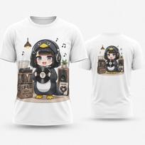 Goo Goo Gaga Cute Penguin Study Children's T Shirt Kawaii Chibi Anime Girl Homework Laptop Books 3D Print Quick Dry Breathable Summer Top 160 gray