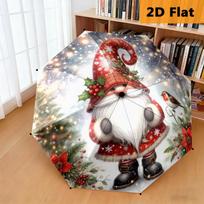 Christmas Gnome Festive Lights Flowers Folding Umbrella Suitable For All Seasons Umbrella Umbrella Travel Light Three-fold umbrella gray