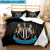3PCS Newcastle United Crest Bedding Set For Bedroom, Dormitory,Including 1pc Duvet Cover And 2pcs Pillowcases Large size Fan gift 135cmx200cm black