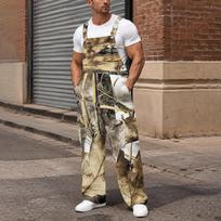 Men's Loose Fit Cargo Overalls, Wide Leg Jumpsuit with Multi-Function Cargo Pockets for Work and Daily Wear XXL white