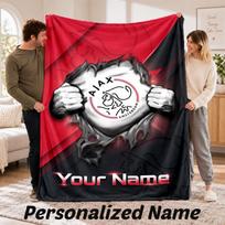 Ajax Amsterdam Personalized Flannel Blanket Custom Name Text Soft Throw Blanket Home Decor 80cmx120cm red
