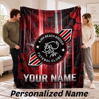 Ajax Amsterdam Personalized Flannel Blanket Custom Name Text Soft Throw Blanket Home Decor 150cmx180cm