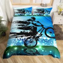 Bicycle Motocross Racer Mountain Bike Comfortable Duvet Cover Pillowcase Bedding Set Children Bedroom Decoration Home Textile 135×200cm black