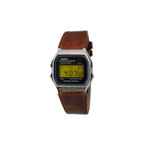 CASIO Custom Collection Kvarcinis Mechanizmas Natūralios Odos Dirželis Laikrodis Vyriški Laikrodžiai Juodas Ciferblatas A159WA-N1D Yellow Lens black