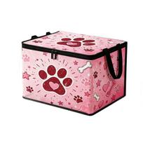 Dust-proof Paw Print Storage Box Folding Clothes Storage Container  Down Jacket 11.81 in pink