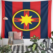 FCSB Steaua Bucharest Football Club Crest Wall Tapestry Red Blue Yellow Star Fan Decor for Bedroom Man Cave Gift 75x90cm(29x35in) yellow