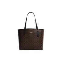 COACH City 33 Tote Monogram Shoulder Bag Large Canvas Brown Black Women's 5696-IMAA8 black
