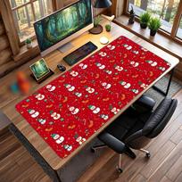 Christmas Printed Mouse Pad Non Slip Desk Mat For Office Gaming Home Use Holiday Gift 30cmx60cm red