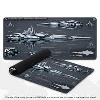 Large Gaming Mouse Pad Sci-Fi Starship Fighter Blueprint XXL Non-Slip Rubber Keyboard Deskmat Futuristic Space Office Table Mat 700x400x2mm