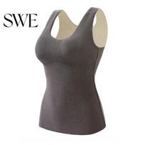 Chest Pad Built-in Vest Winter Women Thermal with Pads Seamless Velvet Fast Temperature Lock High Elasticity Tank Top Heating V Neck Slim Fit Elastic 3XL pilka