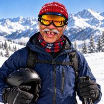 Ski with Novelty Old Man Face, Funny Realistic 3D Printed Full Face Winter Windproof Hat, Sunglasses Not Included One Size