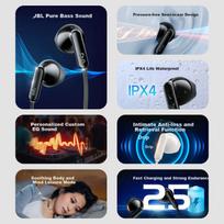 JBL TUNE 235BT Semi In-Ear Neckband Bluetooth Headphones with Microphone, Waterproof Design, Compatible