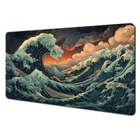 Japanese art wave large Mouse Pad Desk Mat with Stitched Edge NonSlip Durable pc accessories Gaming rug tapis souris maus pad 40x80x0.2cm