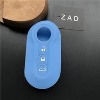 ZAD silicone key cover Case set shell skin For fiat 500 3 Buttons Flip remote Key Blank Fob Auto parts car accessories colorful šviesiai mėlyna spalva