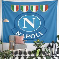 SSC Napoli Football Club N Crest with Four Italian Scudetti Wall Tapestry Blue Fan Decor for Bedroom Dorm Living Room Gift 100x150cm(39x59in)