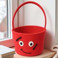 Braided Pumpkin Candy Bucket Orange Trick Treat Tote Kids Gift Hamper Woven Storage Pouch  Guests Style 12