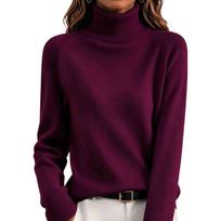 Women's Color Turtleneck Sweater, Long Sleeve Knit Pullover Top XXL blue