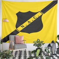 NAC Breda Football Club Shield Crest Wall Tapestry Yellow Black Diagonal Fan Decor for Bedroom Dorm Living Room Gift 130x150cm(51x59in)