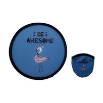 Decorative Folding Fans Cartoon Pocket Fan Circular Fan Mini Flying Disk Fan  Outdoor Style D gray