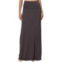 Women Fold Over High Waist Maxi Skirt Solid Color Flowy A Line Long Casual Stretch Skirt M