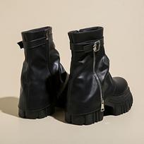 Moterims Prabangūs Platforminiai Aukštakulniai Motociklininko Odiniai Ankle Boots Punk Odiniai Batai Prekės Ženklas Tendencija Nauji Stori Retro Chelsea Batai Moterims 39 black