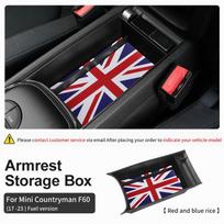 For Mini Countryman F60 2017-2023 Fuel Version Central Armrest Box Storage Box ABS Central Control Storage Box Car Accessories Red and blue rice