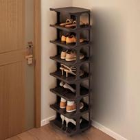 2-8 Layers Vertical Shoe Rack Removable Layered Shoe Cabinets Shoes Storage Organizer  Corner Black 8 Layers