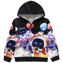 36291 Kids Boys Girls Astro Robot Bot Print Regular Long Sleeves Hooded Zipper Jacket 140cm
