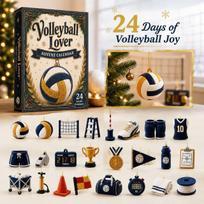 Volleyball Advent Calendar, 24 Days Christmas Countdown Blind Box with Mini Volleyball Figures, Collectible Ornaments Gift Set