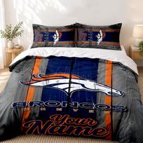 Denver Broncos Custom Name 3pc set Perfect for bedroom use Comfortable bedding set includes a duvet cover and two pillowcases Ideal birthday or Christ 135cmx200cm