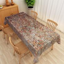 Pramoninis plytų rašto staltiesė Akmens raudonų plytų vintažinė tekstūra Vandeniui atspari stalo danga Rustic valgomojo apsauga Dekoracija 140X160CM