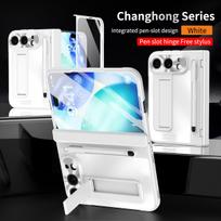 Suitable for iPhone Duo Folding Case Tempered Film Stylus Hinge Stand Protects Back Cover-Phone Case Funda 5 WHITE