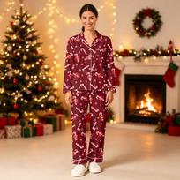 Matching Family Christmas Pajamas Set with Long Sleeve Top and Pants Holiday Loungewear XXXL brown