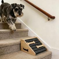 Wooden Dog Ramp for Stairs with Padding Durability Easy to Install Portable AntiSlip Bone gray