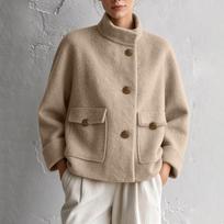 Women's Vintage Loose Fit Stand Collar Short Woolen Coat Outerwear for Fall and Winter L brown