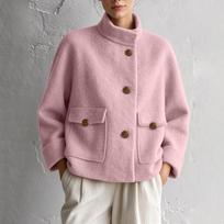 Women's Vintage Loose Fit Stand Collar Short Woolen Coat Outerwear for Fall and Winter XL gray