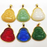 Guanyin Jade Goldplated Pixiu Buddha Pendant Necklace Matches the image,White beige