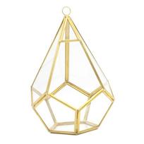 Wall Hanging Glass Geometric Terrarium Modern Indoor Opening Polyhedron Diamond Teardrop Shape Planter Pot Container 1 beige