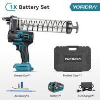 YOFIDRA 15000PSI 103Mpa Elektrinis tepalo pistoletas Aukšto slėgio tepalinės alyvos purškimo mašina Tepalo pistoletas, skirtas Makita 18V akumuliatoriui Pin 1 Battery 1EU Plug