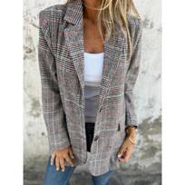 Elegantiškas laisvalaikio moteriškas švarkelis-cardigan, paltas, vintažinis atlapotas viršutinis drabužis, madingas pavasariui, rudeniui, tarpvalstybinė Europa, Amerika 5XL ruda