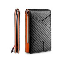 DIENQI Carbon Fiber Rfid Slim Card Wallet Money Bag Men's Wallet Bifold Billfold oranžinė