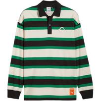 Puma X Carrots Collaboration Fashion Embroidered Carrot Badge Striped Long Sleeve Polo Shirt Unisex Polo Shirts White Black Green 627444-86 XL black