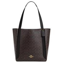 COACH Hadley 31 Printed Logo Artificial Leather Tote Bag Tote Bag Shopping Bag Hand Shoulder Bag Large Size Women's Walnut Color with Black