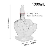 1000mL Middle Finger Decanter Red Wine Whisky Vodka Glass The Wine Bottle Creative Bar Home Kitchen Wine Cabinet Decoration