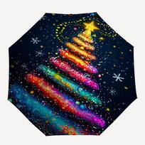 1pc Christmas Tree Automatic Folding Umbrella Compact Lightweight Travel Umbrella with 8-Rib Sturdy Frame, Windproof & Self056
