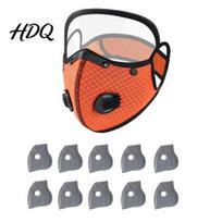 Construction Work Mask Reusable Carbon Filter Dust with Adjustable Goggles 6-Layer Face Outdoor Guard 10 Filters Protection Breathing Valve,